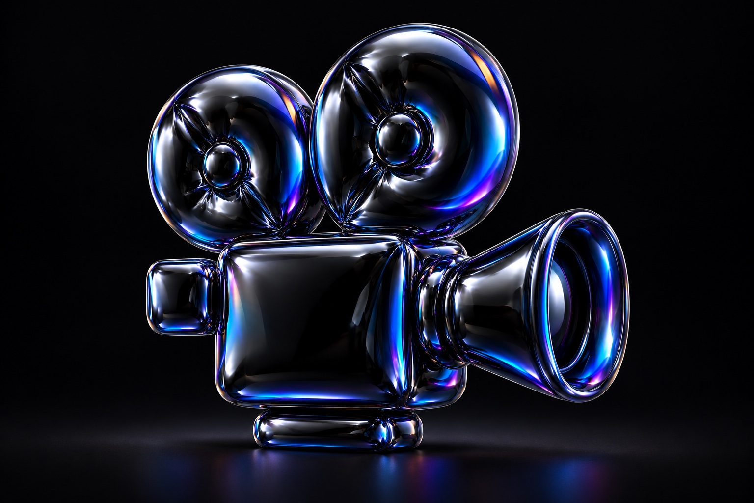 An iridescent balloon film camera represents documentary storytelling.