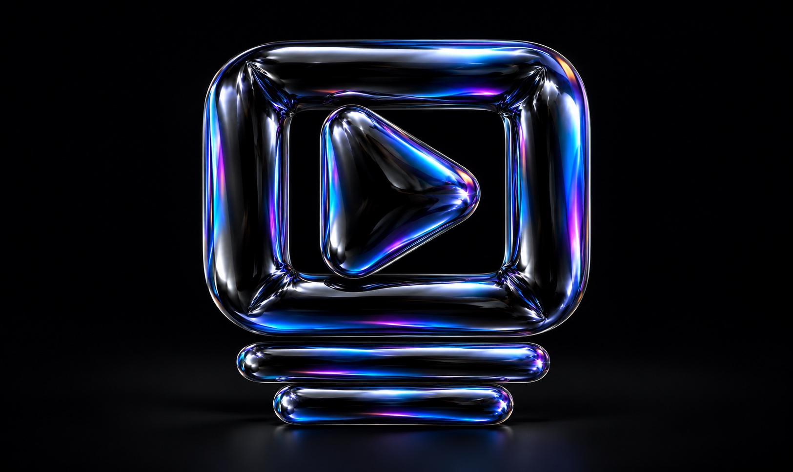 A balloon play triangle floats inside a video frame above caption bars.